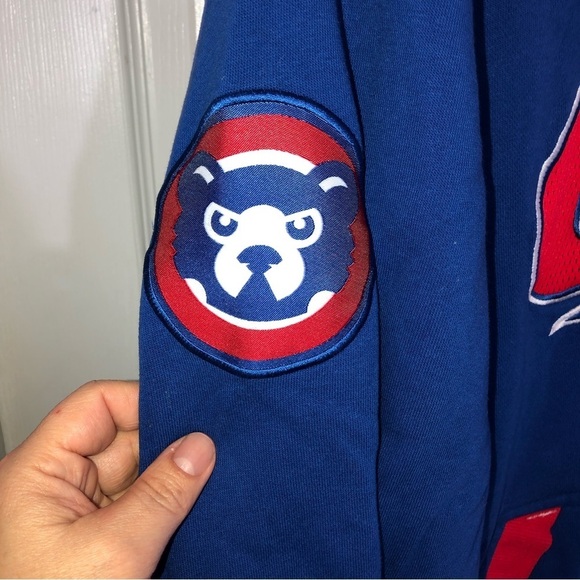 MAJESTIC CHICAGO CUBS Mens Blue Team Logos Hooded Pullover Sweatshirt - Picture 5 of 11